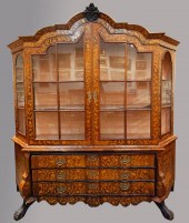 DUTCH MARQUETRY LARGE VITRINE