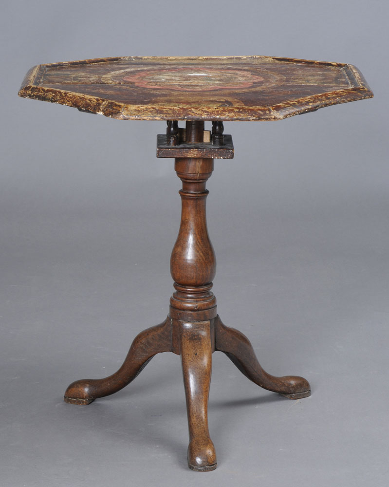 DUTCH OCTAGONAL PAINTED TOP OAK