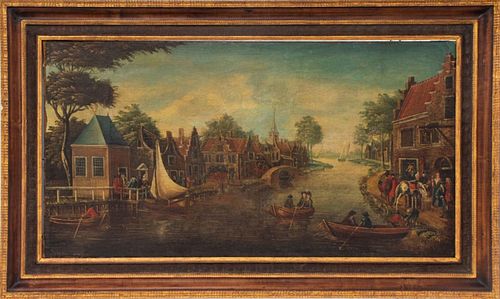 DUTCH OLD MASTER SIGNED CANAL SCENE
