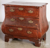 DUTCH PAINTED PINE BOMBE CHEST