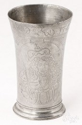 DUTCH PEWTER BEAKER, CA. 1690D