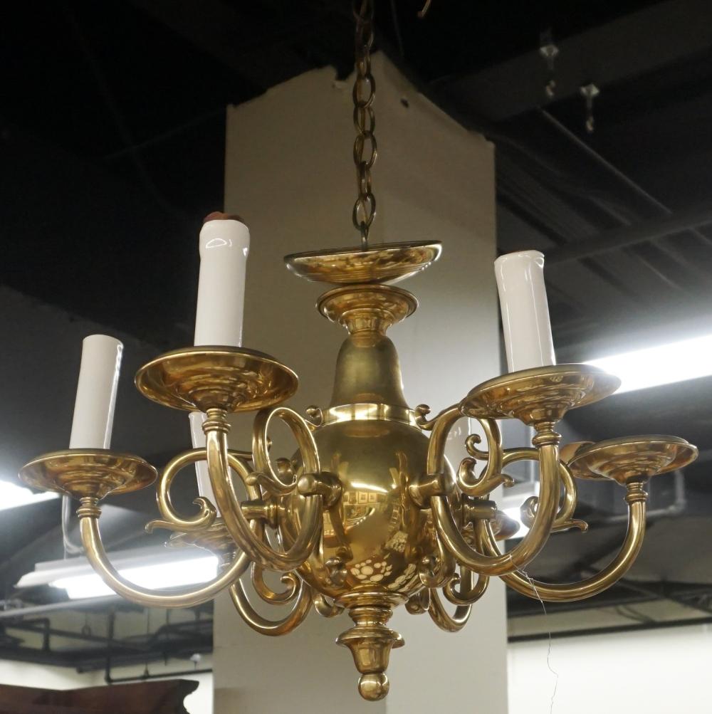 DUTCH ROCOCO STYLE BRASS SIX-ARM