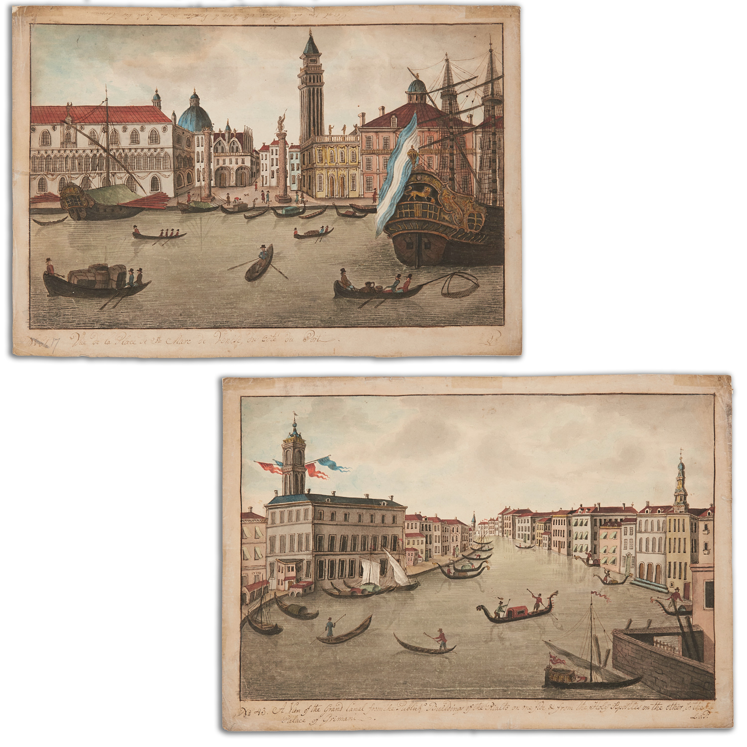 DUTCH SCHOOL, (2) GOUACHE DRAWINGS,