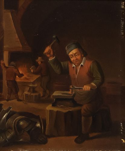 DUTCH SCHOOL PAINTING ON METAL