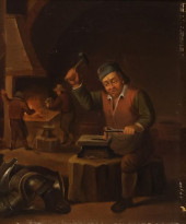 DUTCH SCHOOL PAINTING ON METAL