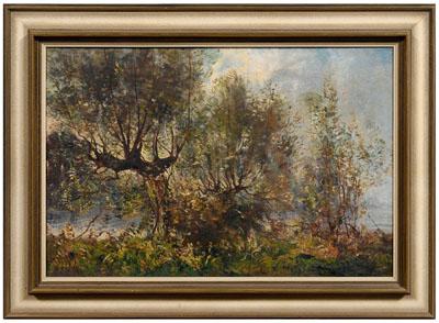Dutch School painting, willows