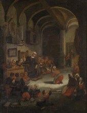 DUTCH SCHOOL SCENE, OIL ON CAN