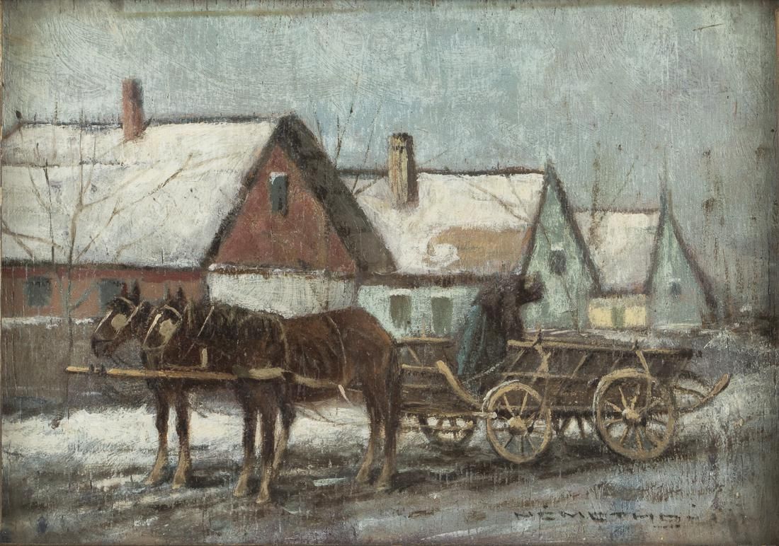 DUTCH SCHOOL, SNOW SCENE WITH