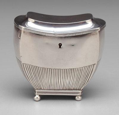 Dutch silver tea caddy, shield form