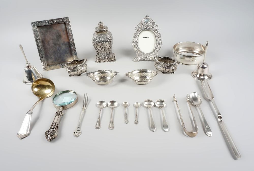 DUTCH SILVER TEA CADDY WITH VARIOUS