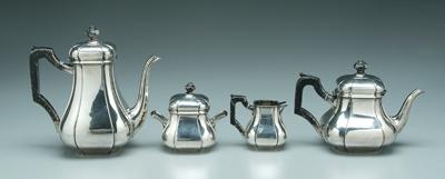 Dutch silver tea service, rounded