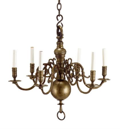 Dutch six arm brass chandelier   