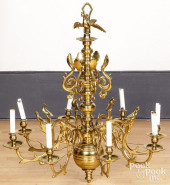 DUTCH STYLE BRASS CHANDELIER,
