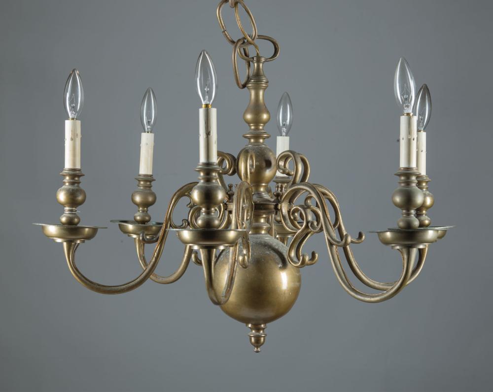 DUTCH-STYLE BRASS SIX-LIGHT