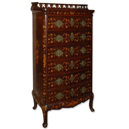 Dutch Style Inlaid Mahogany Tall