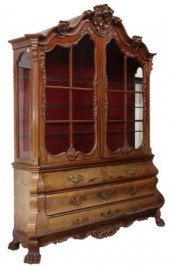 DUTCH STYLE MAHOGANY & BURLWOO