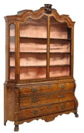 DUTCH WALNUT & MARQUETRY BOMBE