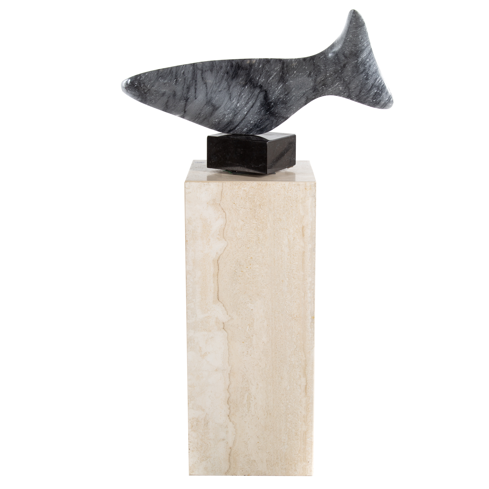 DWIGHT, GRAY FISH CARVED MARBLE