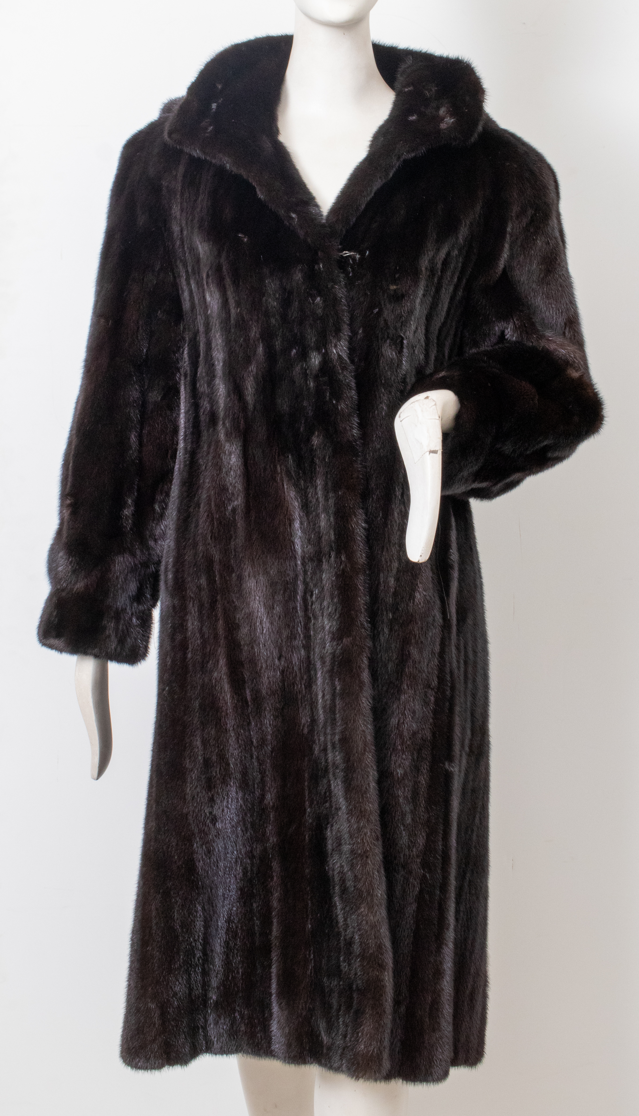 DYED MINK FUR FULL LENGTH COAT WITH