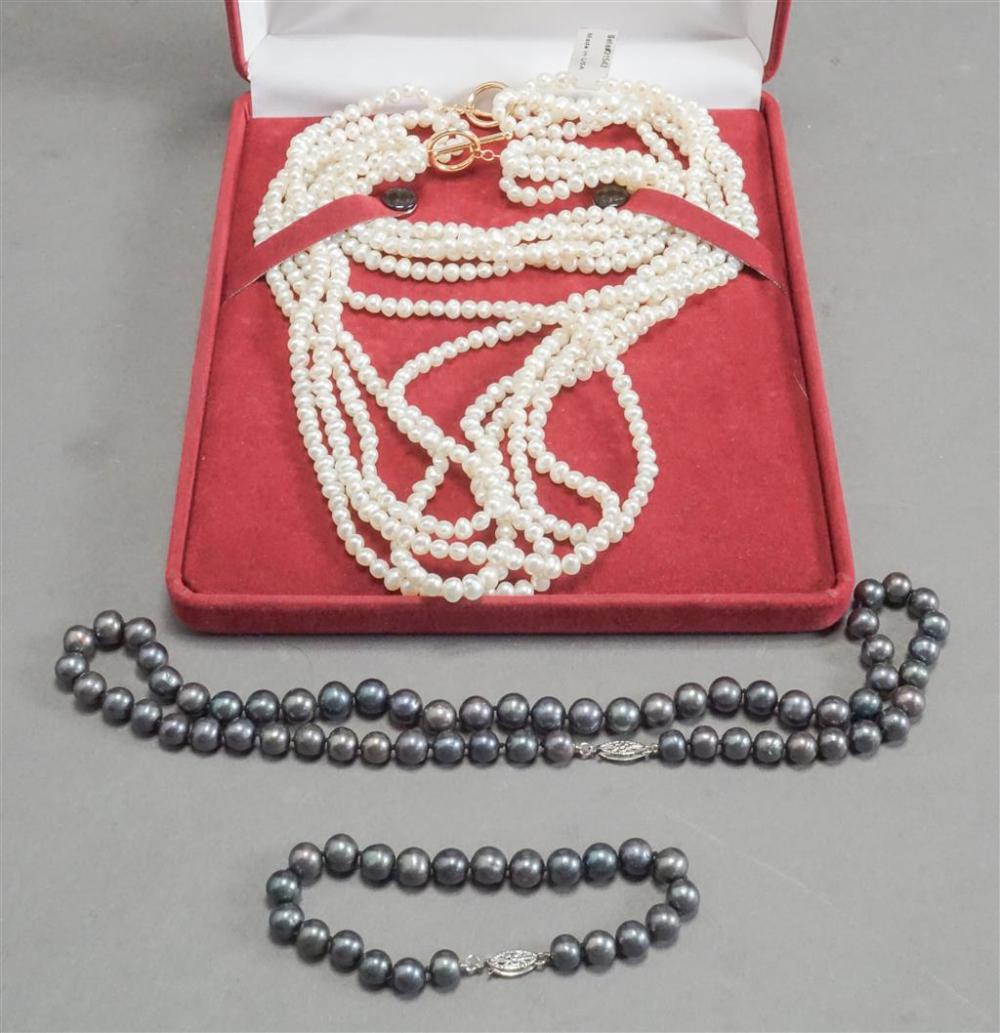 DYED PEARL NECKLACE AND BRACELET