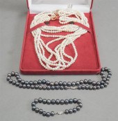 DYED PEARL NECKLACE AND BRACEL