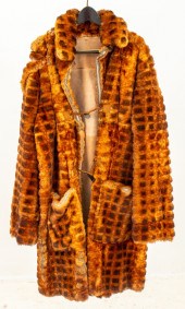 DYED RABBIT WAFFLE FUR COAT WI