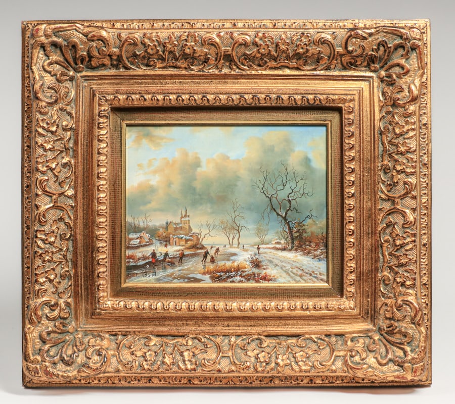 E. BOND WINTER SKATING SCENE