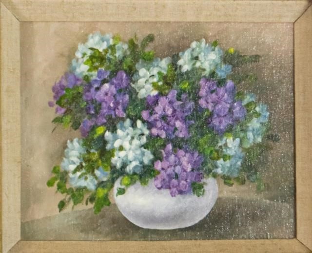 E BUCKLER OIL ON CANVAS PANEL STILL