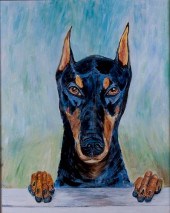 E. FISHMAN DOBERMAN OIL ON CAN