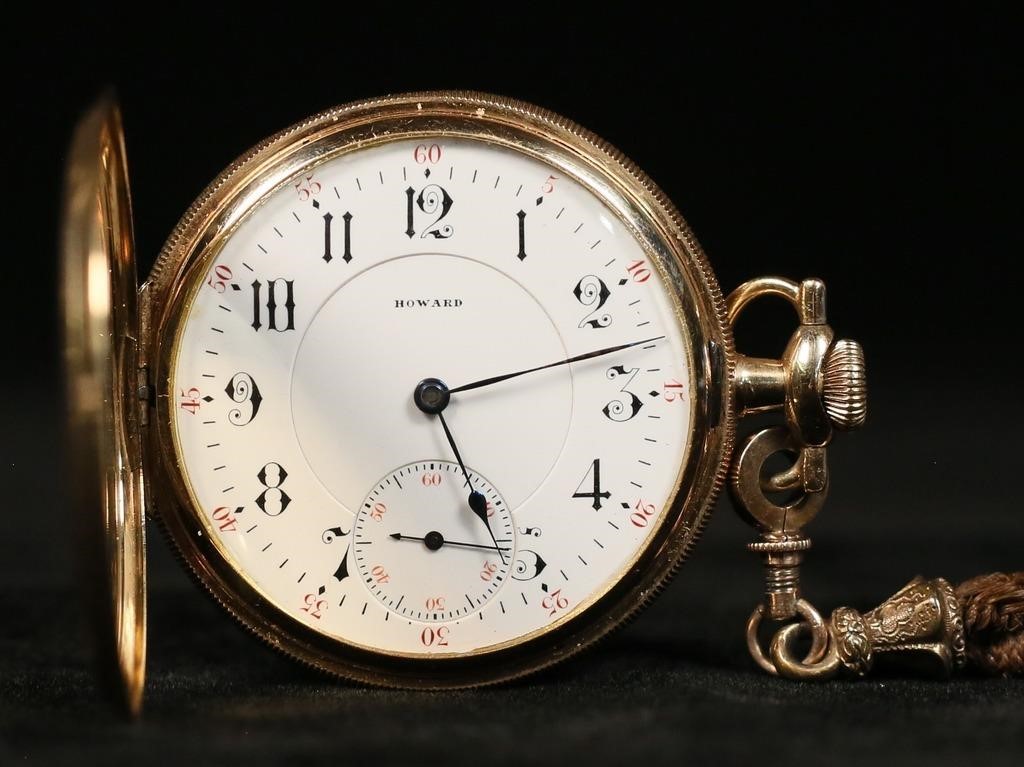 E. HOWARD 14K HUNTING CASE POCKET