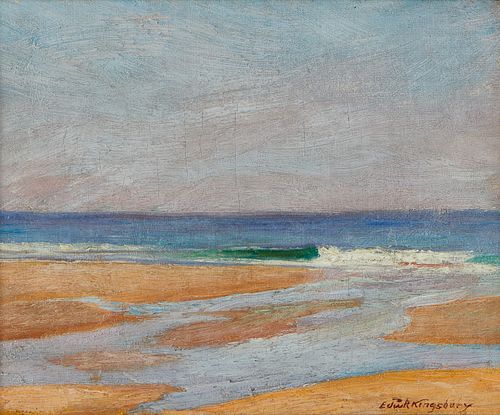 E. KINGSBURY OIL ON BOARD "THE