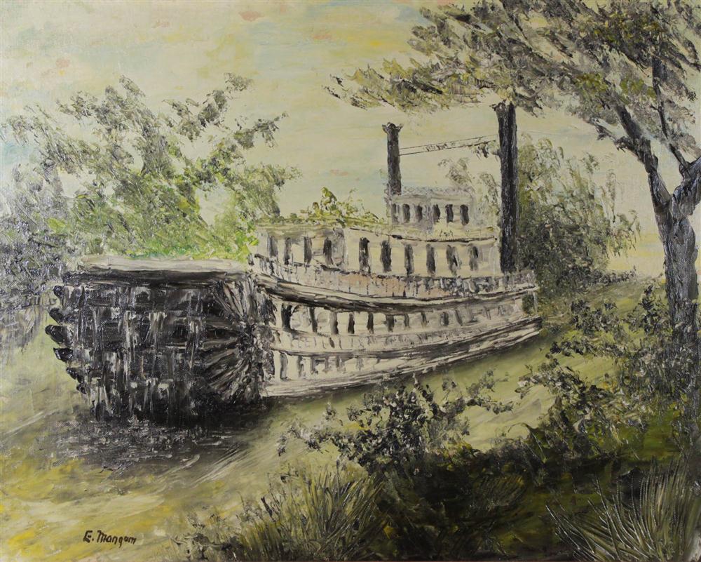 E. MANGUM LOUISIANA PADDLE BOAT Oil