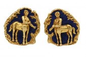 E. PEARL SIGNED PAIR OF 18 KAR