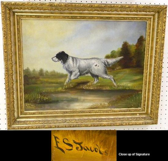 E. S. Jacobs  oil on board of