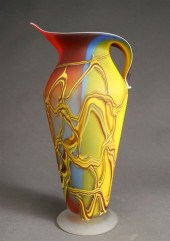 E ZAREH, ART GLASS VASE, H: 16