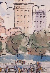 E.A. EVANS CITYSCAPE WATERCOLO