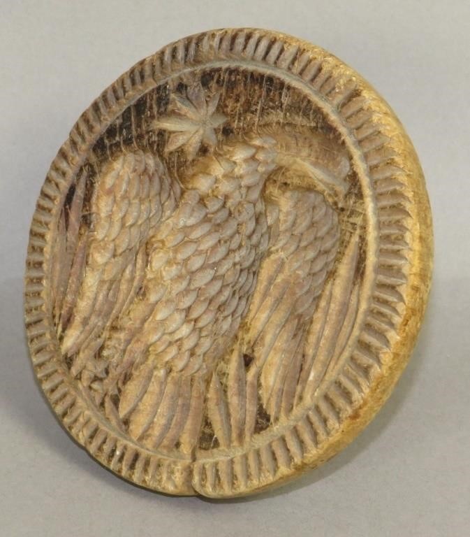 EAGLE PATTERN HANDLED WOODEN BUTTER