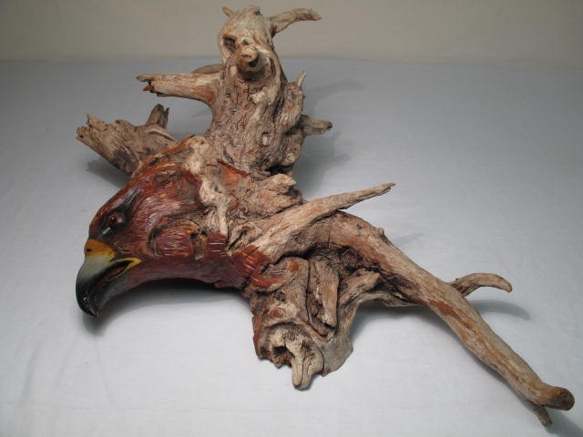 Eagle's head sculpture carved out
