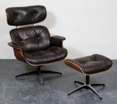 EAMES STYLE LEATHER LOUNGE CHA