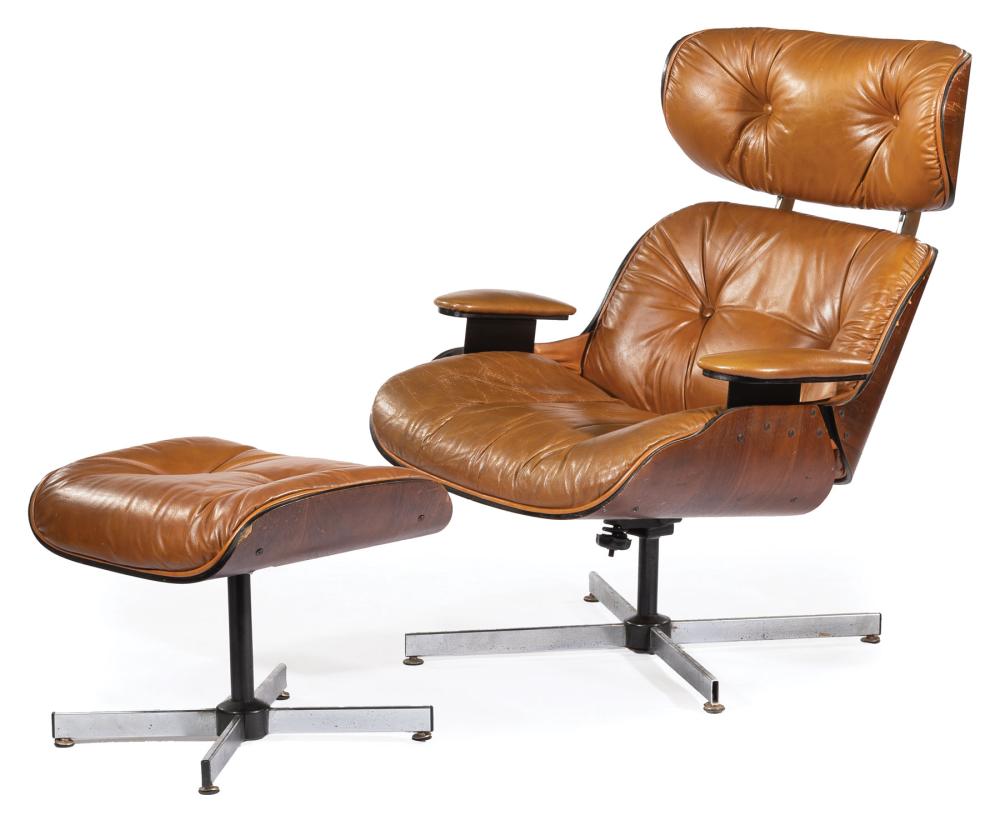 EAMES-STYLE LOUNGE CHAIR AND