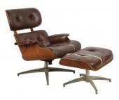 EAMES-STYLE LOUNGE CHAIR AND O