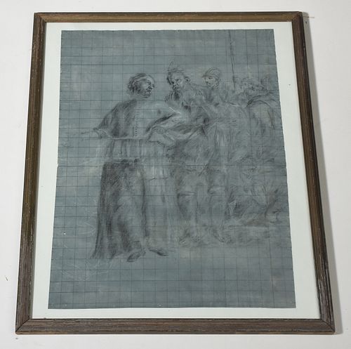 EARLY 18TH C. BLACK CHALK W/