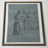 EARLY 18TH C. BLACK CHALK W/ W