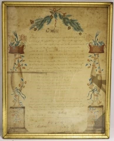 EARLY 19TH C THEOREM AND WATERCOLOR