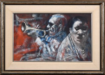 Early 20th C. Oil on Masonite, jazz