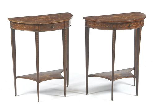 EARLY 20TH C PAIR OF DEMILUNE