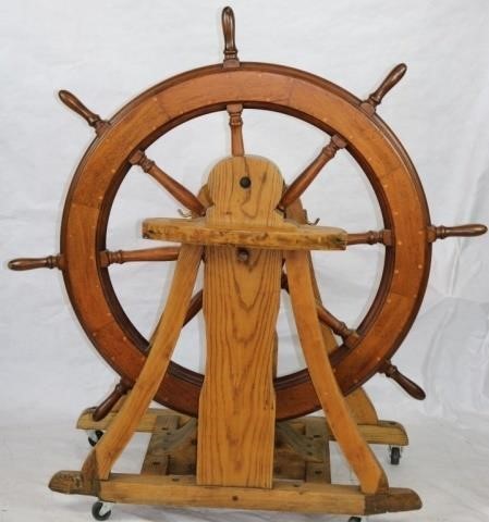 EARLY 20TH C SHIP'S WHEEL AND