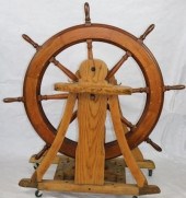 EARLY 20TH C SHIP'S WHEEL AND