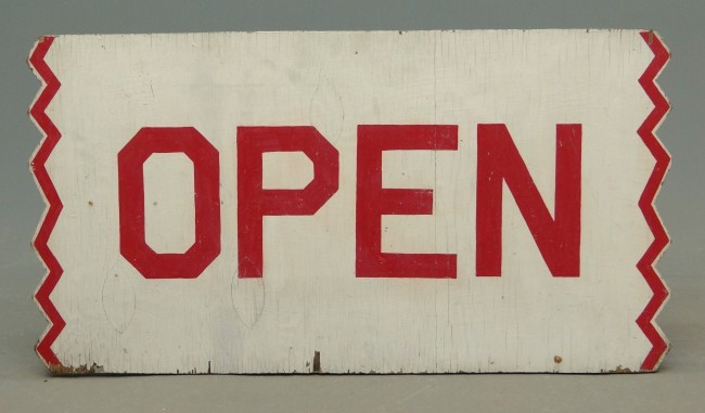 Early 20th c. trade sign ''OPEN''