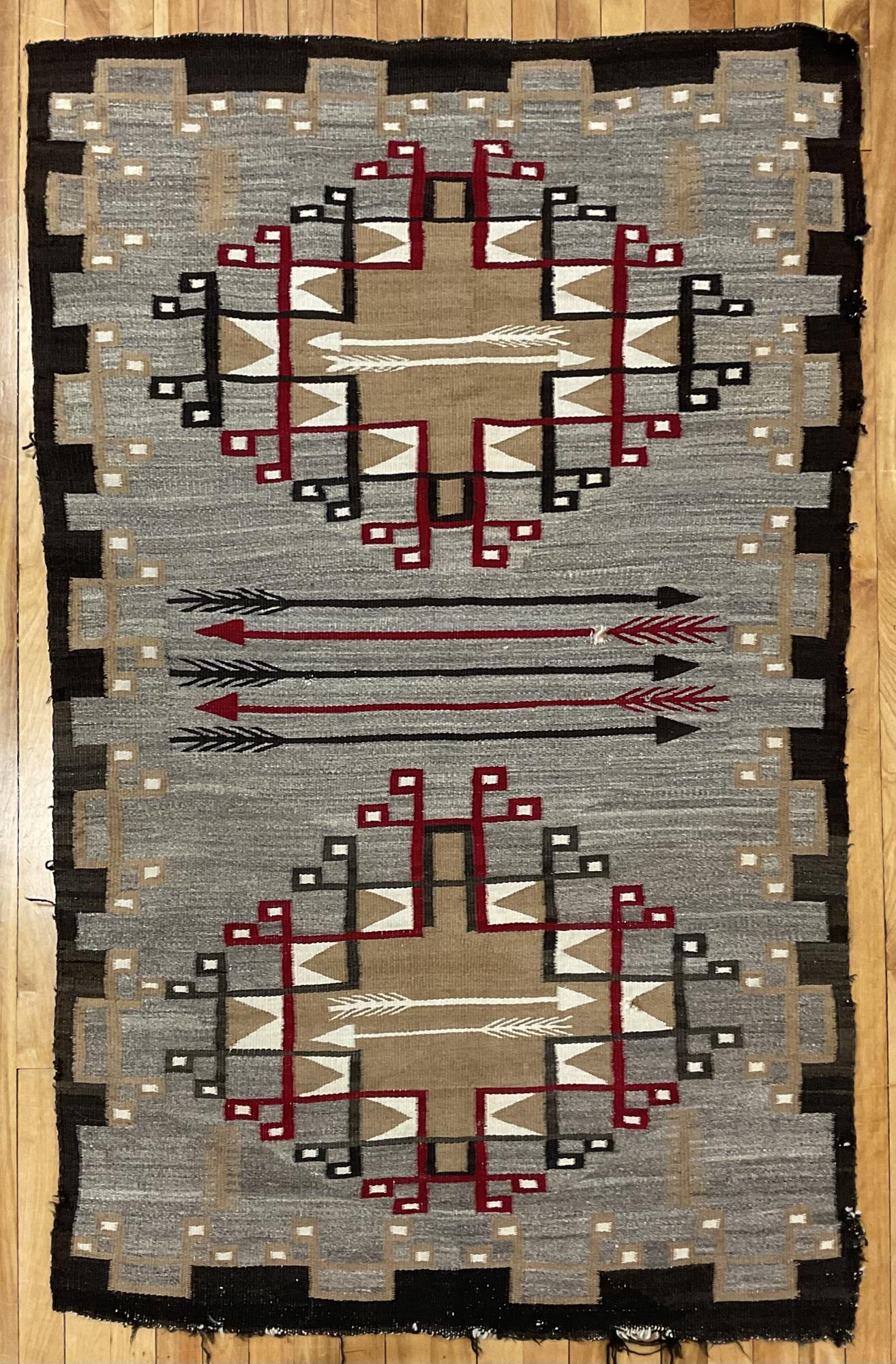 EARLY 20TH C. TWO GRAY HILLS RUG.